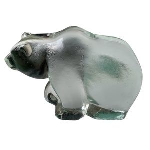 Clear Glass Polar Bear Paperweight